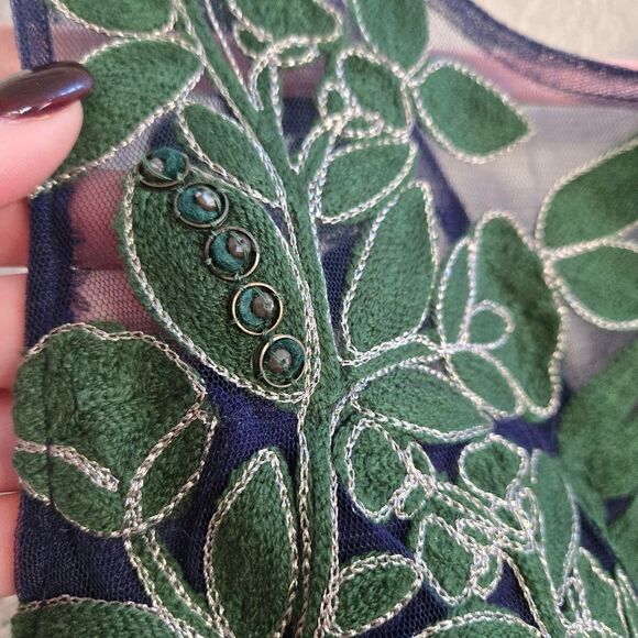 Anthropologie Pankaj & Nidhi Embroidered Fern Dress Size 6 New - Picture 5 of 15